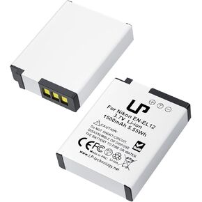 LP EN-EL12 Battery, 2-Pack 1500mAh Battery Compatible with Nikon Coolpix A1000, B600, Coolpix AW130, A900, W300, S1200pj, S9900, S9500, S9300, S9200, S8200, S6300, S6200, S6100, S800C, S710, S70
