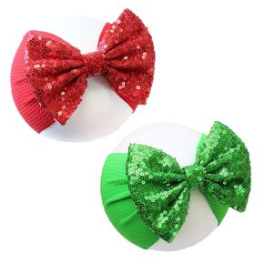 Christmas Baby Headbands: Sequin Bows, Green Wide Hairbands for Newborns to 6 Months - Hair Accessories Gift (0-6 Months)