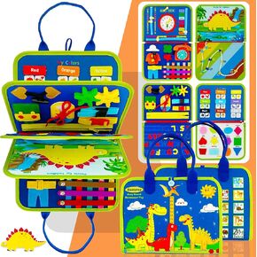 Montessori Busy Board for Toddlers – Portable Learning Felt Busy Book, 26 Educational Skills, Ages 1-4, Travel-Friendly, Colorful Interactive Fine Motor Skills Toy
