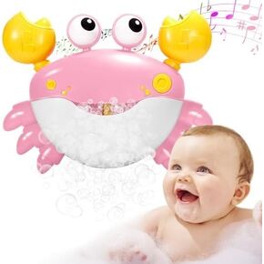 Crab Bubble Machine Bath Toy:Bath Bubble Maker,Blow Bubbles and Plays Children’s Songs,Bath Toys for Toddlers 1-3,Battery Operated (Azure)
