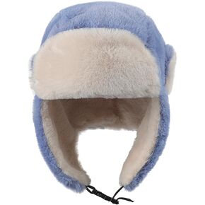 Kids Winter Trapper Hat Cozy Thermal Fleece Ushanka Earflap Cap Cute Windproof Fur Cap for Outdoor Ski Accessories