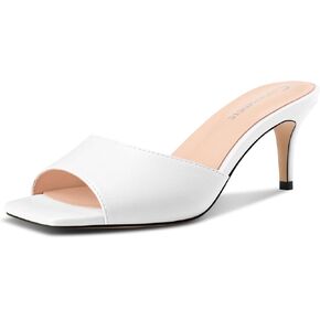Castamere Women's Heeled Sandals Square Open Toe Kitten Heels Slip On Mules Casual Party Dress Shoes 2.6 Inches Heels