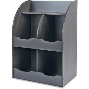Badger Basket Four Bin Kids Bookshelf and Toy Storage Organizer - Charcoal