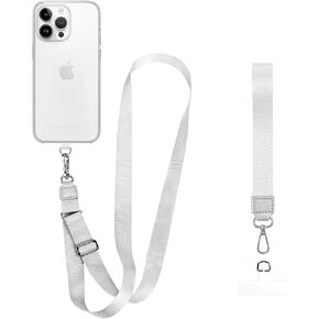 1-Pack Phone Lanyard-Includes 1 Adjustable Neck Strap,1 Wrist Strap,2 Phone Clips;Lanyard，Phone Strap，Cell Phone Lanyard ，Crossbody Phone Lanyard，Iphone Lanyard, anti theft phone strap（Black）