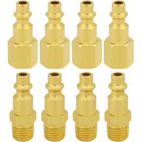 Joywayus 8PCS Brass 1/4 Inch NPT Female and Male Industrial Air Hose Quick Connect Air Plug Fittings