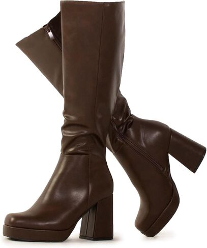 RF ROOM OF FASHION Women's Go Go Knee High Platform Boots (Regular Calf) in Saudi Arabia