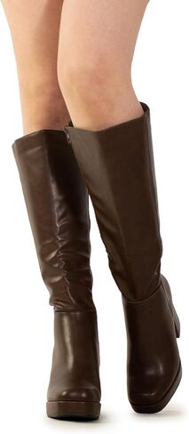 RF ROOM OF FASHION Women's Go Go Knee High Platform Boots (Regular Calf) in Saudi Arabia