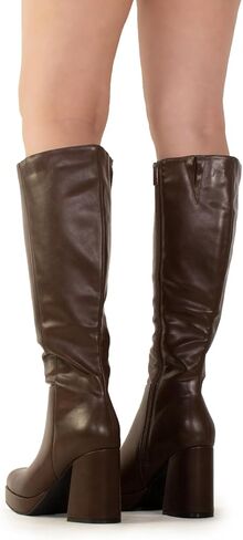 RF ROOM OF FASHION Women's Go Go Knee High Platform Boots (Regular Calf) in Saudi Arabia