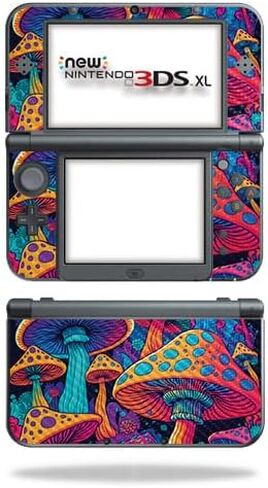 Carbon Fiber Gaming Skin Compatible with Nintendo New 3DS XL (2015) - Mushrooms - Premium 3M Vinyl Protective Wrap Decal Cover - Easy to Apply | Crafted in The USA by MightySkins in Saudi Arabia