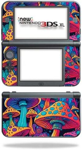 Carbon Fiber Gaming Skin Compatible with Nintendo New 3DS XL (2015) - Mushrooms - Premium 3M Vinyl Protective Wrap Decal Cover - Easy to Apply | Crafted in The USA by MightySkins in Saudi Arabia