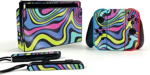 Glossy Glitter Gaming Skin Compatible with Nintendo Switch OLED - Out of Body - Premium 3M Vinyl Protective Wrap Decal Cover - Easy to Apply | Crafted in The USA by MightySkins in Saudi Arabia