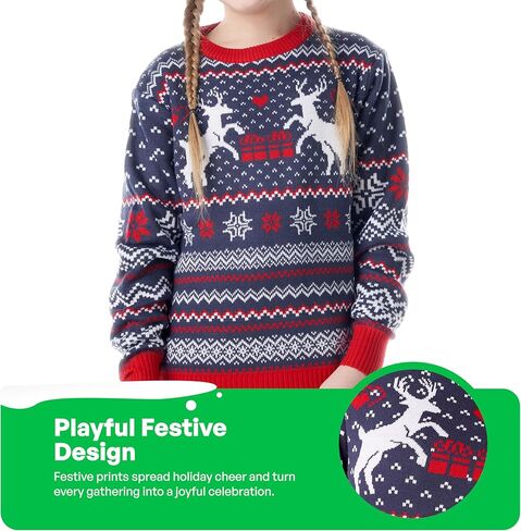 Giggling Getup Ugly Christmas Sweaters for Kids, Funny Christmas Sweater for Kids, Christmas Gingerbread Man Ugly Sweater-Large(10-12Y) Green in Saudi Arabia