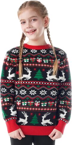 Giggling Getup Ugly Christmas Sweaters for Kids, Funny Christmas Sweater for Kids, Christmas Gingerbread Man Ugly Sweater-Large(10-12Y) Green in Saudi Arabia