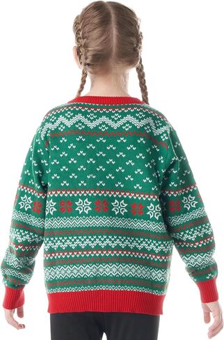 سترة Giggling Getup Ugly Christmas للأطفال، سترة عيد الميلاد المضحكة للأطفال، سترة قبيحة لرجل عيد الميلاد - مقاس كبير (10-12 سنة) أخضر in Kuwait