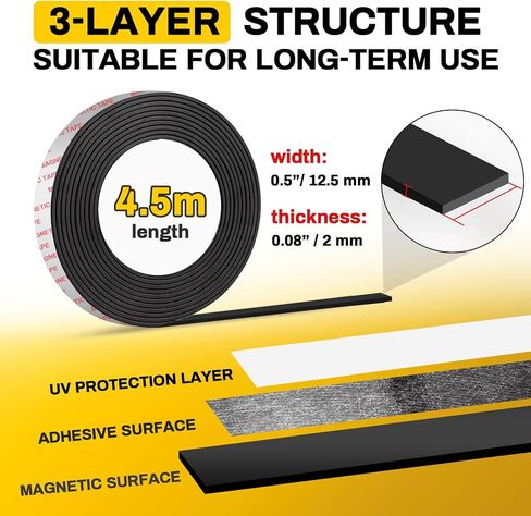 Sukh 2 Rolls Magnetic-Tape Magnetic Strips - Mgnets with Adhesive Backing Magnetic Roll Magnet Band Adhesive Cuttable Magnetic Sheets Magnets for DIY, Art Projects,Whiteboards,Fridge 6.56 Feet/Rolls in Saudi Arabia