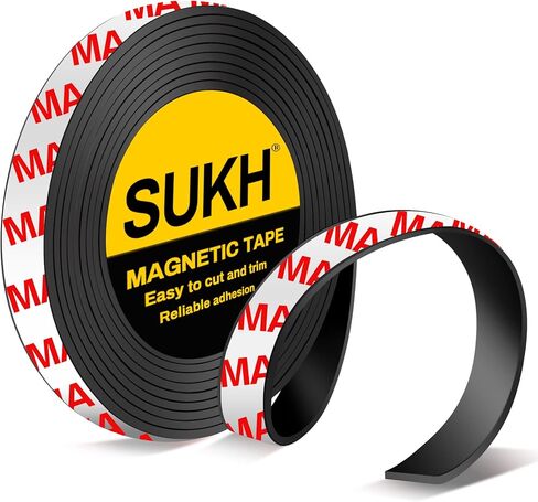 Sukh 2 Rolls Magnetic-Tape Magnetic Strips - Mgnets with Adhesive Backing Magnetic Roll Magnet Band Adhesive Cuttable Magnetic Sheets Magnets for DIY, Art Projects,Whiteboards,Fridge 6.56 Feet/Rolls in Saudi Arabia