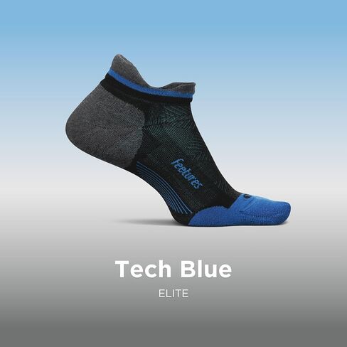 جوارب Feeture Elite Max Cushion No Show Tab للكاحل - جورب رياضي مع ضغط مستهدف - Blue Burst، L (زوج واحد) in Saudi Arabia