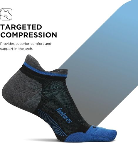 جوارب Feeture Elite Max Cushion No Show Tab للكاحل - جورب رياضي مع ضغط مستهدف - Blue Burst، L (زوج واحد) in Saudi Arabia