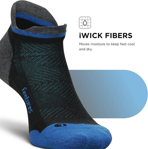 جوارب Feeture Elite Max Cushion No Show Tab للكاحل - جورب رياضي مع ضغط مستهدف - Blue Burst، L (زوج واحد) in Saudi Arabia