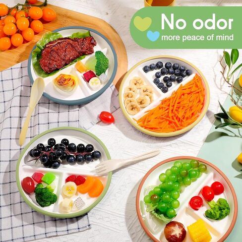 Domensi Porcelain Plates with Anti-slip Silicone Sleeve, White Porcelain Plates, Divided Plates with Suction for Toddlers Kids, Microwave Dishwasher Friendly(Purple, Pink,2 Pcs) in Saudi Arabia