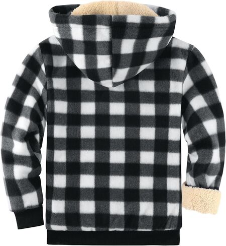 YKR Unisex Boys Girls Sherpa Fleece Lined Hoodie Zip Up Jacket Kids Winter Warm Outwear Sweatshirts in Saudi Arabia