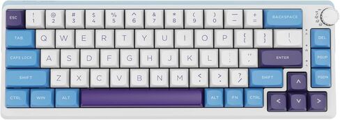 Mechanical Wireless Rechargeable Numeric Keypad, Gasket Bluetooth 5.0/2.4ghz/Wired Hot Swappable19 Keys Numpad, with Poron Foam, Aluminum Alloy Knob(Blue-White) in Kuwait