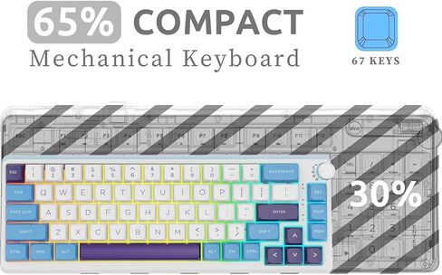 Mechanical Wireless Rechargeable Numeric Keypad, Gasket Bluetooth 5.0/2.4ghz/Wired Hot Swappable19 Keys Numpad, with Poron Foam, Aluminum Alloy Knob(Blue-White) in Kuwait