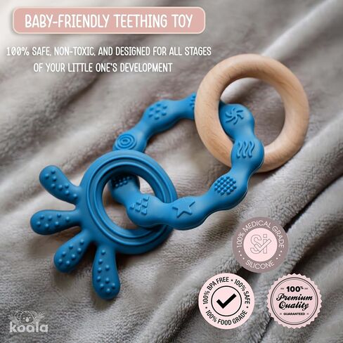 Baby Teething Toy - Medical Grade Silicone Baby Teether - Baby Teething Relief - Newborn Teether - Teething Ring for Babies 0-12 Months BPA-Free & Non-Toxic - Soothes Teething Pain in Saudi Arabia
