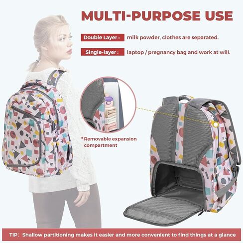 Diaper bag backpack with travel insulation bag Multifunction Travel Back Pack Maternity Baby Changing Bags Travel Backpack Diaper Bag for Mom Waterproof Baby Bag for Boys Girls - Pink in Kuwait