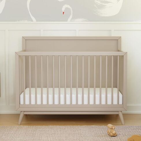 Babyletto Palma 4-in-1 Convertible Crib with Toddler Bed Conversion Kit in Olive Green, Greenguard Gold Certified in Saudi Arabia