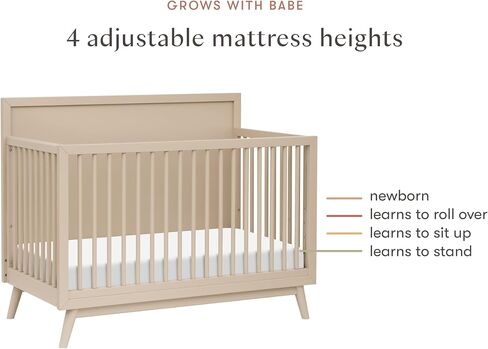 Babyletto Palma 4-in-1 Convertible Crib with Toddler Bed Conversion Kit in Olive Green, Greenguard Gold Certified in Saudi Arabia