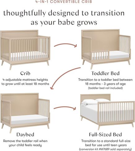 Babyletto Palma 4-in-1 Convertible Crib with Toddler Bed Conversion Kit in Olive Green, Greenguard Gold Certified in Saudi Arabia