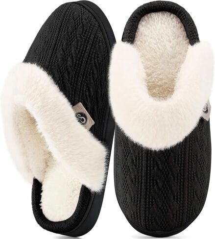 HARENCE Slippers for Women House Shoes: Warm Knit Comfy Fleece Lined Memory Foam Indoor Outdoor Soles in Saudi Arabia