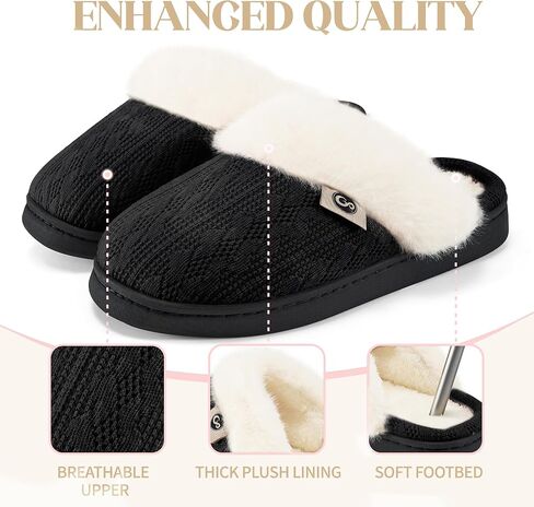 HARENCE Slippers for Women House Shoes: Warm Knit Comfy Fleece Lined Memory Foam Indoor Outdoor Soles in Saudi Arabia