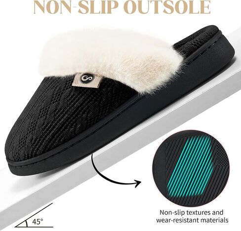 HARENCE Slippers for Women House Shoes: Warm Knit Comfy Fleece Lined Memory Foam Indoor Outdoor Soles in Saudi Arabia