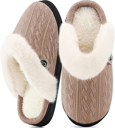 HARENCE Slippers for Women House Shoes: Warm Knit Comfy Fleece Lined Memory Foam Indoor Outdoor Soles in Saudi Arabia