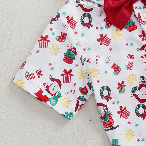 Toddler Baby Boy Christmas Outfit Button Up Short Sleeve Bowtie Shirt and Shorts Set Gentleman Outfits Suit in Saudi Arabia