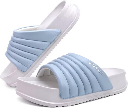 KuaiLu Womens Sandals with Arch Support Orthopedic Comfortable Lightweight Cushion Recovery Slides Summer Fashion Leather Casual Womans Plantar Fasciitis Sandals for Indoor&Outdoor (US Size 6-12) in Kuwait