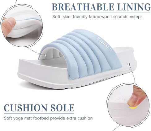 KuaiLu Womens Sandals with Arch Support Orthopedic Comfortable Lightweight Cushion Recovery Slides Summer Fashion Leather Casual Womans Plantar Fasciitis Sandals for Indoor&Outdoor (US Size 6-12) in Kuwait