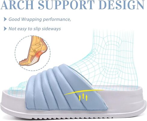 KuaiLu Womens Sandals with Arch Support Orthopedic Comfortable Lightweight Cushion Recovery Slides Summer Fashion Leather Casual Womans Plantar Fasciitis Sandals for Indoor&Outdoor (US Size 6-12) in Kuwait