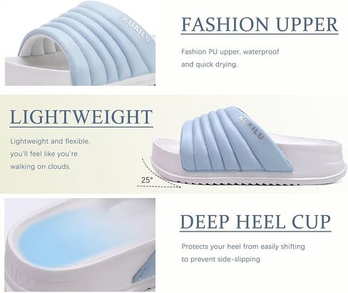 KuaiLu Womens Sandals with Arch Support Orthopedic Comfortable Lightweight Cushion Recovery Slides Summer Fashion Leather Casual Womans Plantar Fasciitis Sandals for Indoor&Outdoor (US Size 6-12) in Kuwait