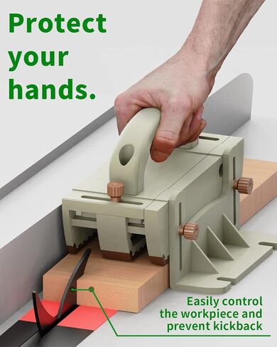 Push Block for Table Saws, Router Tables, Band Saws & Jointers - Table Saw Push Block, Cuts Safe for Widgets, Difficult Cuts, ThinRips, Dowel Cuts, Prevent Kickback and Protect Hands (Green) in Saudi Arabia