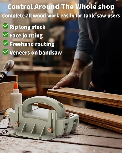 Push Block for Table Saws, Router Tables, Band Saws & Jointers - Table Saw Push Block, Cuts Safe for Widgets, Difficult Cuts, ThinRips, Dowel Cuts, Prevent Kickback and Protect Hands (Green) in Saudi Arabia