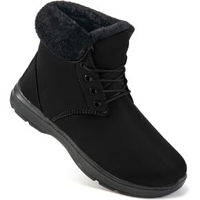Ecetana Winter Boots for Women Snow Warm Fur Lined Waterproof Ankle Booties Lace Up Non Slip Flat Comfortable Womens Shoes