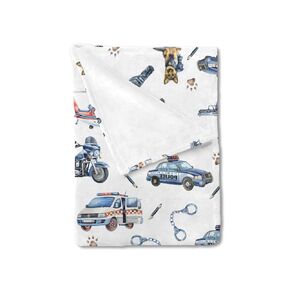 Watercolor Police Vehicles Car Motorcycle Helicopter Baby Blanket for Boys Police Dogs Flannel Swaddle Blanket Soft Receiving Blankets Newborn Nursery Toddler Daycare Crib Bed Blanket Playmat 30x40