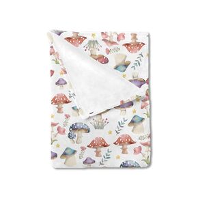Watercolor Mushroom Forest Baby Blanket for Boy Girl Mushroom Floral Leaves Flannel Swaddle Blanket Woodland Fantasy Soft Receiving Blanket Newborn Toddler Nursery Crib Bed Blanket Playmat 30x40