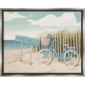 Stupell Industries Beach Cruiser Blue Bicycle Boast Floating Framed Wall Art, Design by James Wiens