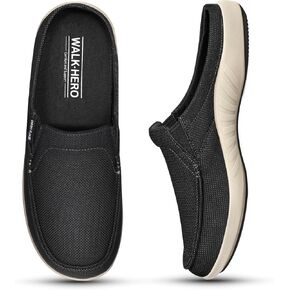 Mens Slippers with Arch Support, Breathable House Slippers for Men with Mesh Lining, Orthopedic Slip On Clog for Plantar Fasciitis, Indoor Outdoor House Shoes with Anti-Skid Rubber Sole (Black, 11)