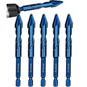 Eccentric Drill Precision Drilling 6/8/10/12mm Glass Tile Ceramic Punching Rock Slab Triangle Drill bit High Hardness,5 Pcs Set 1/2" (12mm)