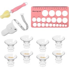 10PCS Flange Inserts 13/15/17/19/21mm for 24mm Flange/Shield, Flange Sizing Kit with Nipple Ruler, Cleaning Brush, Tape Measure, Compatible with Most Pumps: S12/S12 Pro/S9 (10PCS 13/15/17/19/21mm)